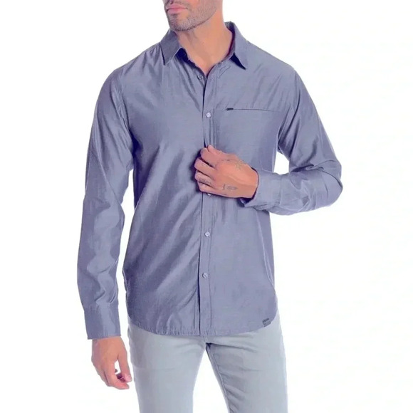 Hawke & Co. Performance Sportswear Long Sleeve Blue Button Down Shirt Mens XXL - Picture 1 of 12